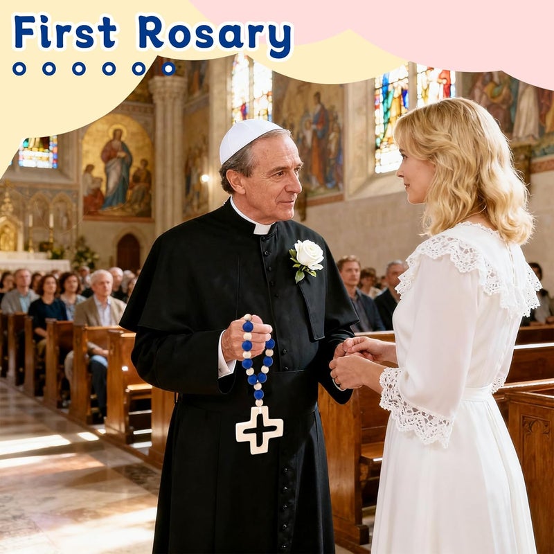 Sumalon Cross Baptism Silicone Rosary, First Communion Rosary Collection Shower Christian Communion Gifts - Image 4